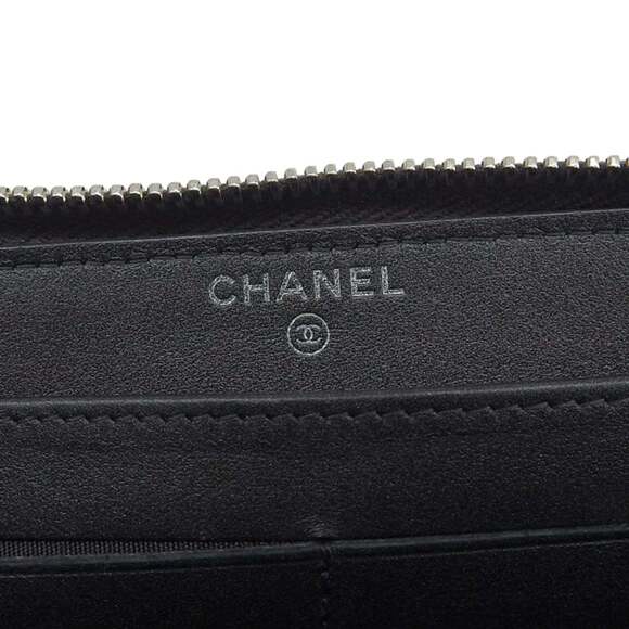 CHANEL Authentic Gray Logo Wallet
